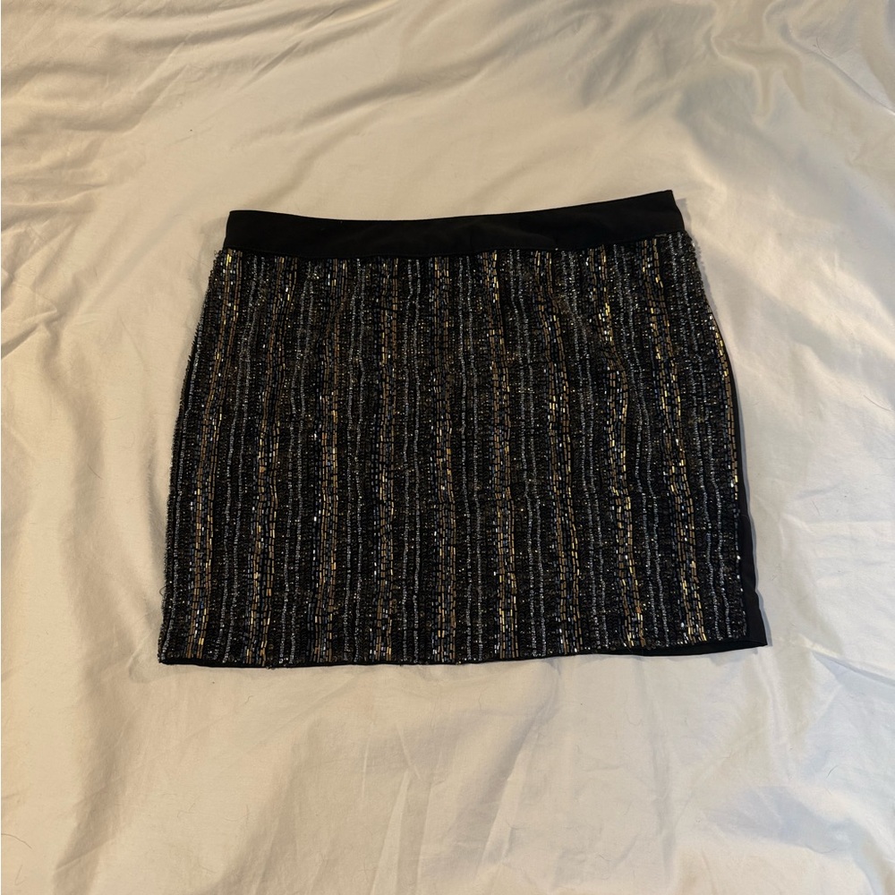 Stradivarius Elegant Black and Gold Beaded Women's Skirt